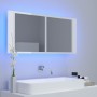 Armario espejo de baño LED acrílico blanco brillo 100x12x45 cm de vidaXL, Tocadores de baño - Ref: Foro24-804985, Precio: 68,...