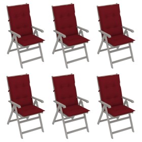 Reclining garden chairs 6 pcs solid acacia wood cushions by vidaXL, Garden chairs - Ref: Foro24-3065341, Price: 438,99 €, Dis...