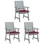 Garden dining chairs 3 units solid acacia wood and cushions by vidaXL, Garden chairs - Ref: Foro24-3064437, Price: 260,60 €, ...