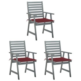 Garden dining chairs 3 units solid acacia wood and cushions by vidaXL, Garden chairs - Ref: Foro24-3064437, Price: 260,60 €, ...