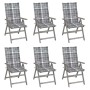 Reclining garden chairs 6 pcs solid acacia wood cushions by vidaXL, Garden chairs - Ref: Foro24-3065331, Price: 428,09 €, Dis...