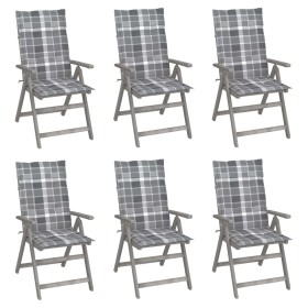 Reclining garden chairs 6 pcs solid acacia wood cushions by vidaXL, Garden chairs - Ref: Foro24-3065331, Price: 427,99 €, Dis...