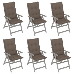 Reclining garden chairs 6 pcs solid acacia wood cushions by vidaXL, Garden chairs - Ref: Foro24-3065340, Price: 468,99 €, Dis...