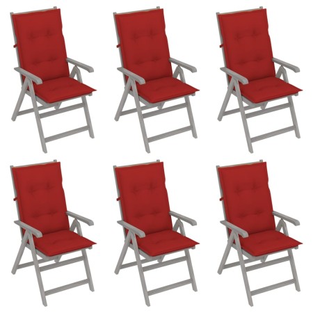 Reclining garden chairs 6 pcs solid acacia wood cushions by vidaXL, Garden chairs - Ref: Foro24-3065338, Price: 444,99 €, Dis...