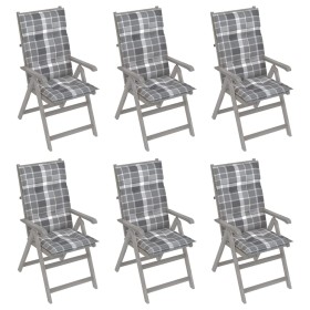 Reclining garden chairs 6 pcs solid acacia wood cushions by vidaXL, Garden chairs - Ref: Foro24-3065346, Price: 440,99 €, Dis...