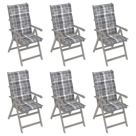 Reclining garden chairs 6 pcs solid acacia wood cushions by vidaXL, Garden chairs - Ref: Foro24-3065346, Price: 440,71 €, Dis...