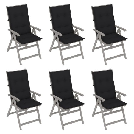 Reclining garden chairs 6 pcs solid acacia wood cushions by vidaXL, Garden chairs - Ref: Foro24-3065339, Price: 438,99 €, Dis...