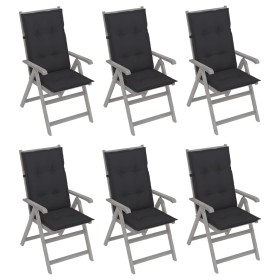 Reclining garden chairs 6 pcs solid acacia wood cushions by vidaXL, Garden chairs - Ref: Foro24-3065332, Price: 440,03 €, Dis...