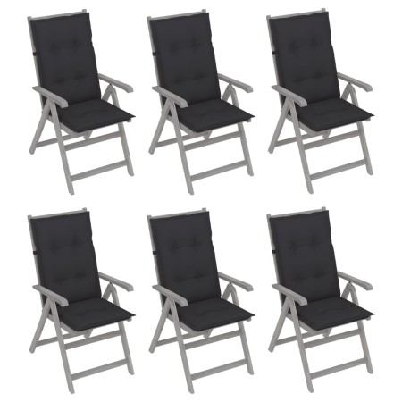 Reclining garden chairs 6 pcs solid acacia wood cushions by vidaXL, Garden chairs - Ref: Foro24-3065332, Price: 440,03 €, Dis...