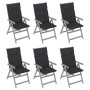 Reclining garden chairs 6 pcs solid acacia wood cushions by vidaXL, Garden chairs - Ref: Foro24-3065332, Price: 440,03 €, Dis...