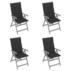 Reclining garden chairs 4 pcs solid acacia wood cushions by vidaXL, Garden chairs - Ref: Foro24-3065392, Price: 356,36 €, Dis...