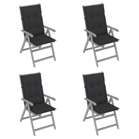 Reclining garden chairs 4 pcs solid acacia wood cushions by vidaXL, Garden chairs - Ref: Foro24-3065392, Price: 356,36 €, Dis...