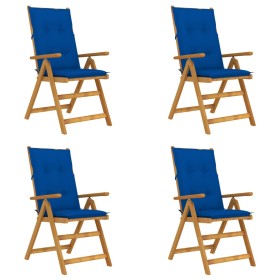 Reclining garden chairs 4 pcs solid acacia wood cushions by vidaXL, Garden chairs - Ref: Foro24-3065372, Price: 348,99 €, Dis...