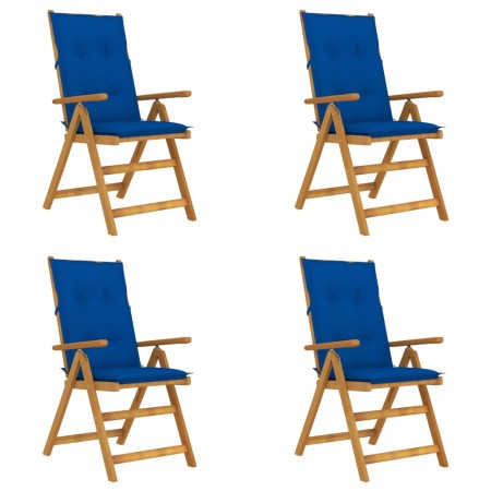 Reclining garden chairs 4 pcs solid acacia wood cushions by vidaXL, Garden chairs - Ref: Foro24-3065372, Price: 348,99 €, Dis...