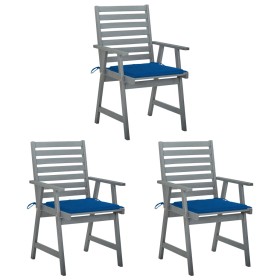 Garden dining chairs 3 units solid acacia wood and cushions by vidaXL, Garden chairs - Ref: Foro24-3064438, Price: 254,25 €, ...