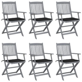 Folding garden chairs 6 pcs solid acacia wood cushions by vidaXL, Garden chairs - Ref: Foro24-3065414, Price: 307,98 €, Disco...