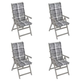 Reclining garden chairs 4 pcs solid acacia wood cushions by vidaXL, Garden chairs - Ref: Foro24-3065406, Price: 304,99 €, Dis...