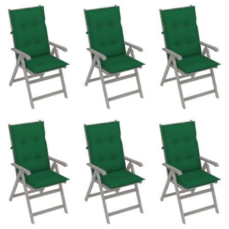 Reclining garden chairs 6 pcs solid acacia wood cushions by vidaXL, Garden chairs - Ref: Foro24-3065337, Price: 438,29 €, Dis...