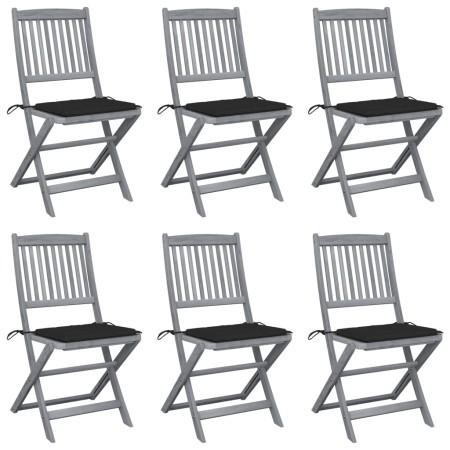 Folding garden chairs 6 pcs solid acacia wood cushions by vidaXL, Garden chairs - Ref: Foro24-3065441, Price: 324,96 €, Disco...