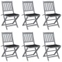 Folding garden chairs 6 pcs solid acacia wood cushions by vidaXL, Garden chairs - Ref: Foro24-3065441, Price: 324,96 €, Disco...