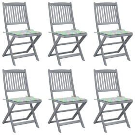 Folding garden chairs 6 pcs solid acacia wood cushions by vidaXL, Garden chairs - Ref: Foro24-3065446, Price: 263,99 €, Disco...