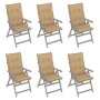 Reclining garden chairs 6 pcs solid acacia wood cushions by vidaXL, Garden chairs - Ref: Foro24-3065335, Price: 438,31 €, Dis...