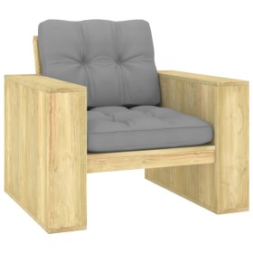 Garden chair and gray impregnated pine wood cushions by vidaXL, Garden chairs - Ref: Foro24-3065742, Price: 164,99 €, Discoun...