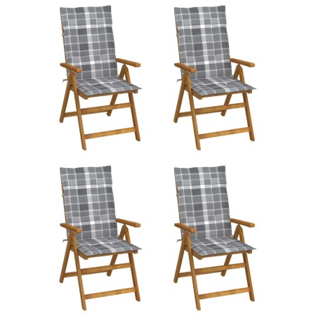 Reclining garden chairs 4 pcs solid acacia wood cushions by vidaXL, Garden chairs - Ref: Foro24-3065361, Price: 333,73 €, Dis...