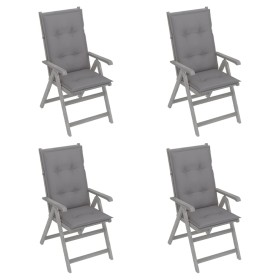 Reclining garden chairs 4 pcs solid acacia wood cushions by vidaXL, Garden chairs - Ref: Foro24-3065393, Price: 296,99 €, Dis...