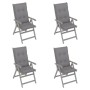 Reclining garden chairs 4 pcs solid acacia wood cushions by vidaXL, Garden chairs - Ref: Foro24-3065393, Price: 296,56 €, Dis...