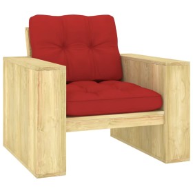 Silla de jardín y cojines rojo madera pino impregnada de vidaXL, Sillas de jardín - Ref: Foro24-3065747, Precio: 155,38 €, De...