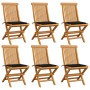 Garden chairs 6 units with black teak wood cushions by vidaXL, Garden chairs - Ref: Foro24-3065597, Price: 379,02 €, Discount: %