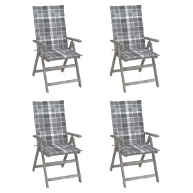 Reclining garden chairs 4 pcs solid acacia wood cushions by vidaXL, Garden chairs - Ref: Foro24-3065391, Price: 326,85 €, Dis...