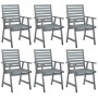 Garden dining chairs 6 pcs solid gray acacia wood by vidaXL, Garden chairs - Ref: Foro24-3065524, Price: 468,19 €, Discount: %