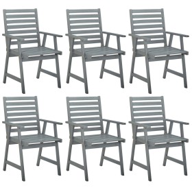 Garden dining chairs 6 pcs solid gray acacia wood by vidaXL, Garden chairs - Ref: Foro24-3065524, Price: 435,99 €, Discount: %