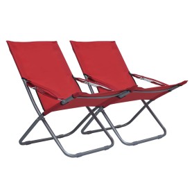 Folding beach chairs 2 units red fabric by vidaXL, Garden chairs - Ref: Foro24-47904, Price: 105,71 €, Discount: %