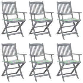 Folding garden chairs 6 pcs solid acacia wood cushions by vidaXL, Garden chairs - Ref: Foro24-3065419, Price: 276,99 €, Disco...