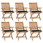 Folding garden chairs 6 pcs solid teak wood with cushions by vidaXL, Garden chairs - Ref: Foro24-3072757, Price: 741,99 €, Di...