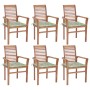 Dining chairs 6 pcs teak wood and leaf printed cushions by vidaXL, Garden chairs - Ref: Foro24-3072958, Price: 496,93 €, Disc...