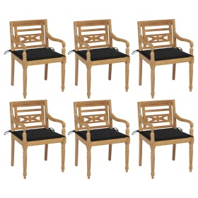 Batavia chairs 6 units solid teak wood with cushions by vidaXL, Garden chairs - Ref: Foro24-3073329, Price: 720,99 €, Discoun...