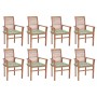 Dining chairs 8 pcs solid teak and leaf print cushions by vidaXL, Garden chairs - Ref: Foro24-3072985, Price: 641,11 €, Disco...