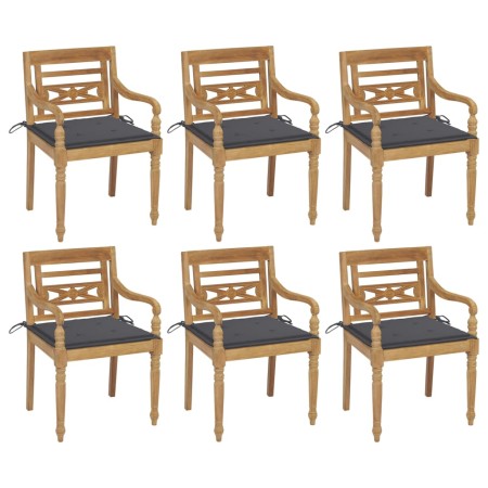 Batavia chairs, 6 units, solid teak wood with cushions. by vidaXL, Garden chairs - Ref: Foro24-3073322, Price: 731,84 €, Disc...