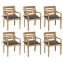 Batavia chairs, 6 units, solid teak wood with cushions. by vidaXL, Garden chairs - Ref: Foro24-3073322, Price: 731,84 €, Disc...