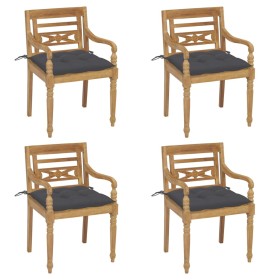 Batavia chairs 4 units solid teak wood with cushions by vidaXL, Garden chairs - Ref: Foro24-3073310, Price: 466,99 €, Discoun...