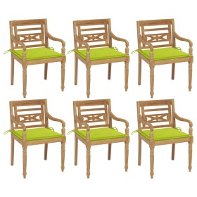 Batavia chairs 6 units solid teak wood with cushions by vidaXL, Garden chairs - Ref: Foro24-3073333, Price: 721,99 €, Discoun...