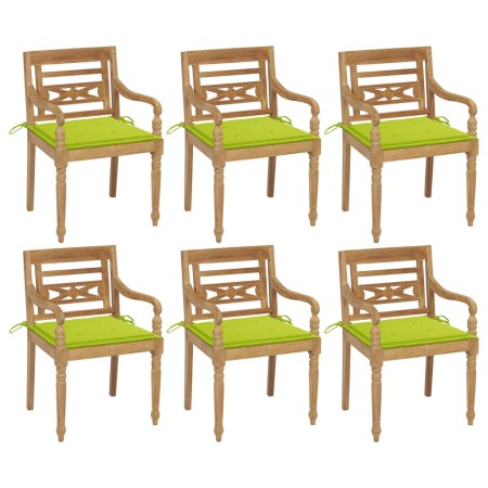 Batavia chairs 6 units solid teak wood with cushions by vidaXL, Garden chairs - Ref: Foro24-3073333, Price: 721,33 €, Discoun...