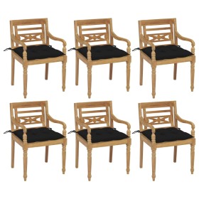 Batavia chairs 6 units solid teak wood with cushions by vidaXL, Garden chairs - Ref: Foro24-3073344, Price: 767,99 €, Discoun...