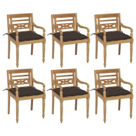 Batavia chairs 6 units solid teak wood with cushions by vidaXL, Garden chairs - Ref: Foro24-3073345, Price: 807,99 €, Discoun...