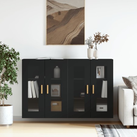 Wall cabinets 2 pcs black engineered wood by vidaXL, Sideboards - Ref: Foro24-3197898, Price: 160,53 €, Discount: %