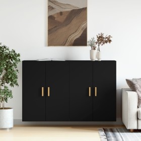 Wall cabinets 2 pcs black engineered wood by vidaXL, Sideboards - Ref: Foro24-3197874, Price: 150,99 €, Discount: %